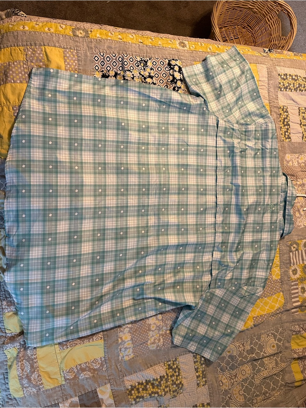 Magellan Outdoors Mint Green Plaid Midi Skirt